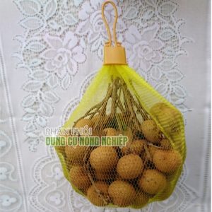 Túi lưới đựng hoa quả màu vàng kèm khóa dài 35cm